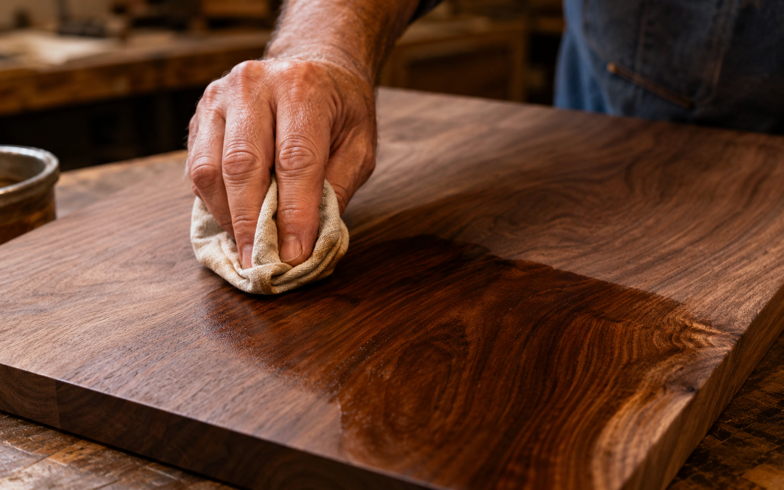 Applying finish to wood